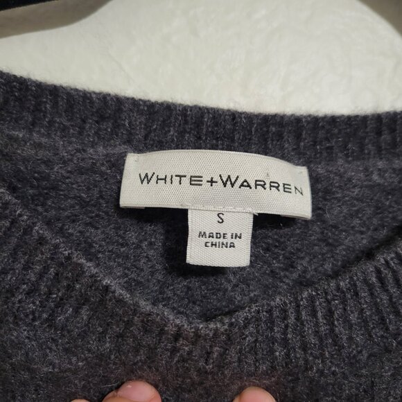 White + Warren Grey Braid Knit Cashmere Sweater Small - Picture 5 of 8